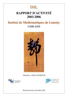 IML RAPPORT D ACTIVITÉ Institut de Mathématiques de Luminy UMR