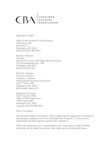 Public Comment CRA Q&A AC97, Consumer Bankers Association