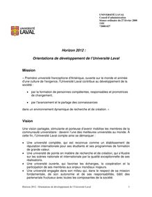 Horizon 2012: Orientations de développement de l Université - Les ...