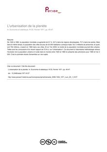 L urbanisation de la planète - article ; n°1 ; vol.20, pg 45-47