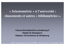 « Scientométrie » à l université  : classements et autres ...