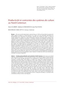 Productivité et contraintes des systèmes de culture au Nord-Cameroun