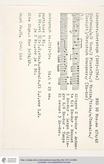 Partition complète et parties, Sinfonia en E-flat major, GWV 561