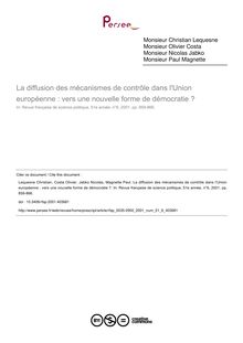La diffusion des mécanismes de contrôle dans l Union européenne : vers une nouvelle forme de démocratie ? - article ; n°6 ; vol.51, pg 859-866