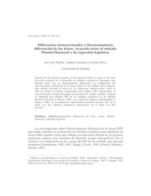 Diferencias instruccionales y funcionamiento diferencial de los ítems: Acuerdo entre el método Mantel-Haenszel y la regresión logística