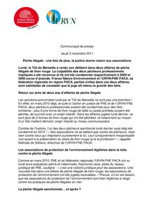 Communiqué de presse Jeudi  3 novembre 2011 Pêche illégale ...