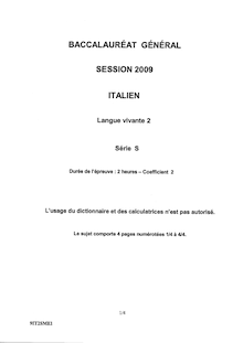 Italien LV2 2009 Scientifique Baccalauréat général
