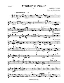 Partition violons I, Symphony en D major, GWV 546, Symphony No. 75 in D major
