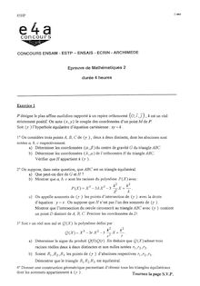 Mathématiques B 2001 Classe Prepa PSI Concours E3A