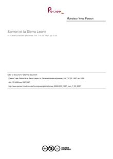 Samori et la Sierra Leone - article ; n°25 ; vol.7, pg 5-26