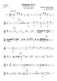 Partition clarinette 1/2 (en B♭), Symphony en E-flat major, E♭ major
