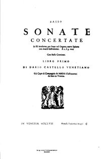 Partition Basso (not continuo but basse instrument , partie), Frist book of sonates en moderne stile