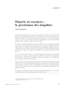 Départs en vacances : la persistance des inégalités - article ; n°1 ; vol.345, pg 33-53