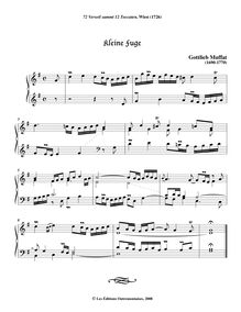 Partition Kleine Fuge en G major, 72 Versetl sammt 12 Toccaten (besonders zum Kirchen-Dienst bey choral-Aemtern und Vesperen dienlich)
