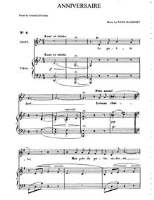 Partition complète (G minor: medium voix et piano), Anniversaire