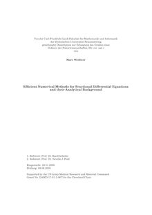 Efficient numerical methods for fractional differential equations and their analytical background [Elektronische Ressource] / von Marc Weilbeer