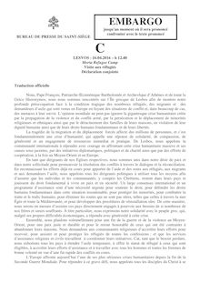 Déclaration du Pape François à Lesbos, 16 avril 2016