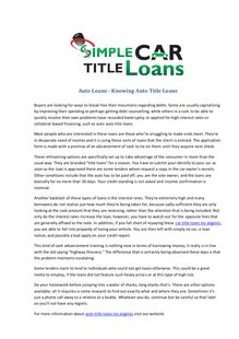 Auto Loans - Knowing Auto Title Loans