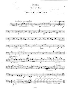 Partition violoncelle, corde quatuor No.3, Tchaikovsky, Pyotr