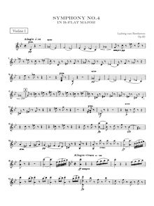 Partition violons I, Symphony No.4, B♭ major, Beethoven, Ludwig van