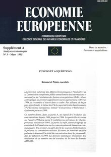 ECONOMIE EUROPEENNE. Supplément A Analyses économiques N°3 - Mars 1995