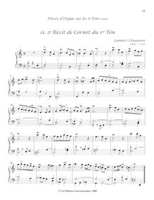 Partition , 2e Récit de Cornet du 1er Ton, Pièces d’orgue sur les 8 tons