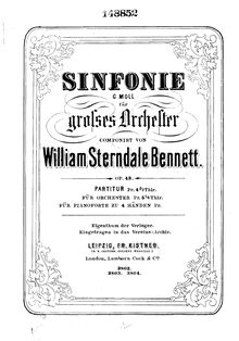 Partition complète, Symphony, Op.43, G Minor, Bennett, William Sterndale