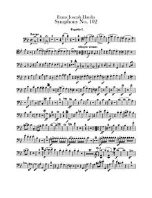 Partition basson 1, 2, Symphony No.102 en B♭ major, Sinfonia No.102