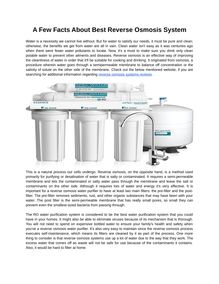 A Few Facts About Best Reverse Osmosis System