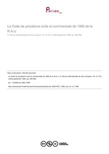 Le Code de procédure civile et commerciale de 1968 de la R.A.U - article ; n°3 ; vol.21, pg 584-589