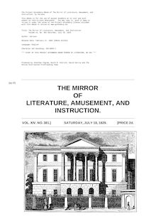 The Mirror of Literature, Amusement, and Instruction - Volume 14, No. 381, July 18, 1829