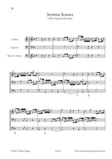 Partition complète, Settima Sonata A Doi. Fagotto & violon, Castello, Dario