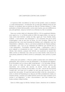 UNE CAMPAGNE CONTRE CARL SCHMITT A l'automne 2002, les éditions du ...