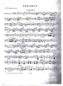 Partition violoncelles, Preludio per Tre Violini, viole de gambe, violoncelle e Basso