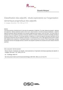Classification des adjectifs : étude exploratoire sur l organisation sémantique-pragmatique des adjectifs - article ; n°132 ; vol.32, pg 87-107