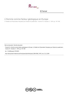L Homme comme facteur géologique en Europe - article ; n°4 ; vol.16, pg 191-199