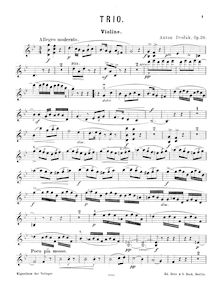 Partition de violon, Piano Trio No.2, G minor, Dvořák, Antonín