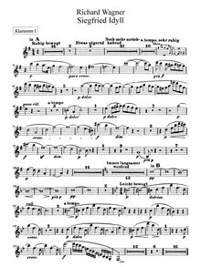 Partition clarinette 1, 2 (en A, B♭), Siegfried Idyll, Wagner, Richard