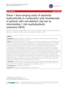 Phase 1 dose-ranging study of ezatiostat hydrochloride in combination with lenalidomide in patients with non-deletion (5q) low to intermediate-1 risk myelodysplastic syndrome (MDS)