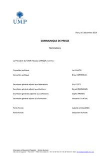 Nominations à l UMP - CP Officiel