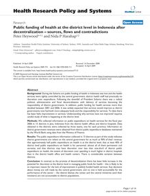 Public funding of health at the district level in Indonesia after decentralization – sources, flows and contradictions