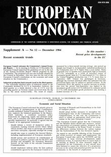 EUROPEAN ECONOMY. Supplement A — No 12 — December 1984