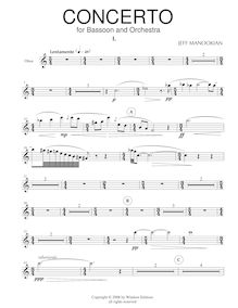 Partition hautbois, Concerto pour basson et orchestre, Manookian, Jeff