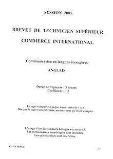 Anglais 2005 BTS Commerce international à référentiel Européen