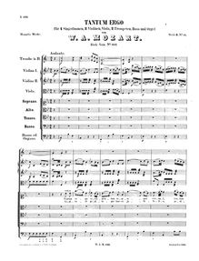 Partition complète, Tantum ergo, B♭ major, Mozart, Wolfgang Amadeus