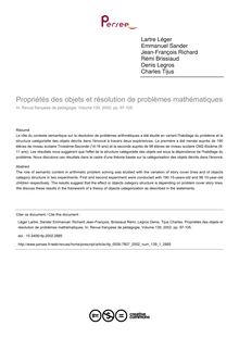 Propriétés des objets et résolution de problèmes mathématiques - article ; n°1 ; vol.139, pg 97-105