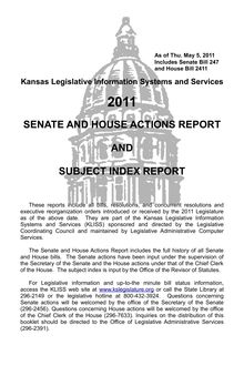 SENATE AND HOUSE ACTIONS REPORT AND SUBJECT INDEX REPORT