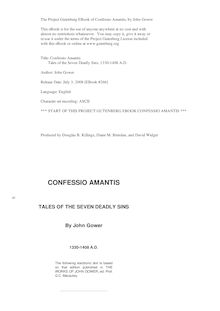 Confessio Amantis, or, Tales of the Seven Deadly Sins