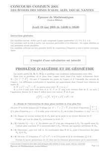 Mathématiques 2005 Ecole des Mines de Paris