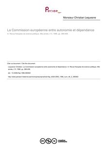 La Commission européenne entre autonomie et dépendance - article ; n°3 ; vol.46, pg 389-408